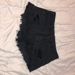distressed volcom denim shorts